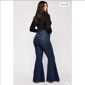 CRVY Super High-Rise Lace-Up Flare Jeans